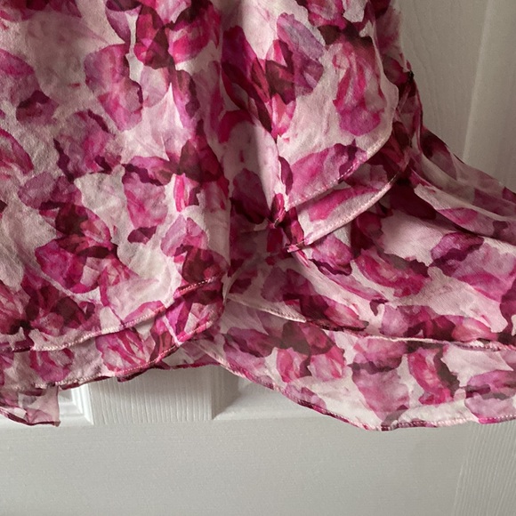 Cynthia Rowley 100% silk Barbie pink fuchsia shades of petals keyhole halter top - Picture 5 of 6